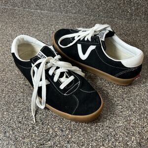 VANS OFF THE WALL Black Suede Skate Shoe Womens 8.5 Low Lace Up Mens 7 Lug Sole